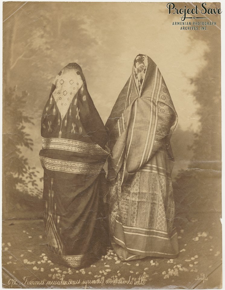 Portrait of two Syrian Muslim women,